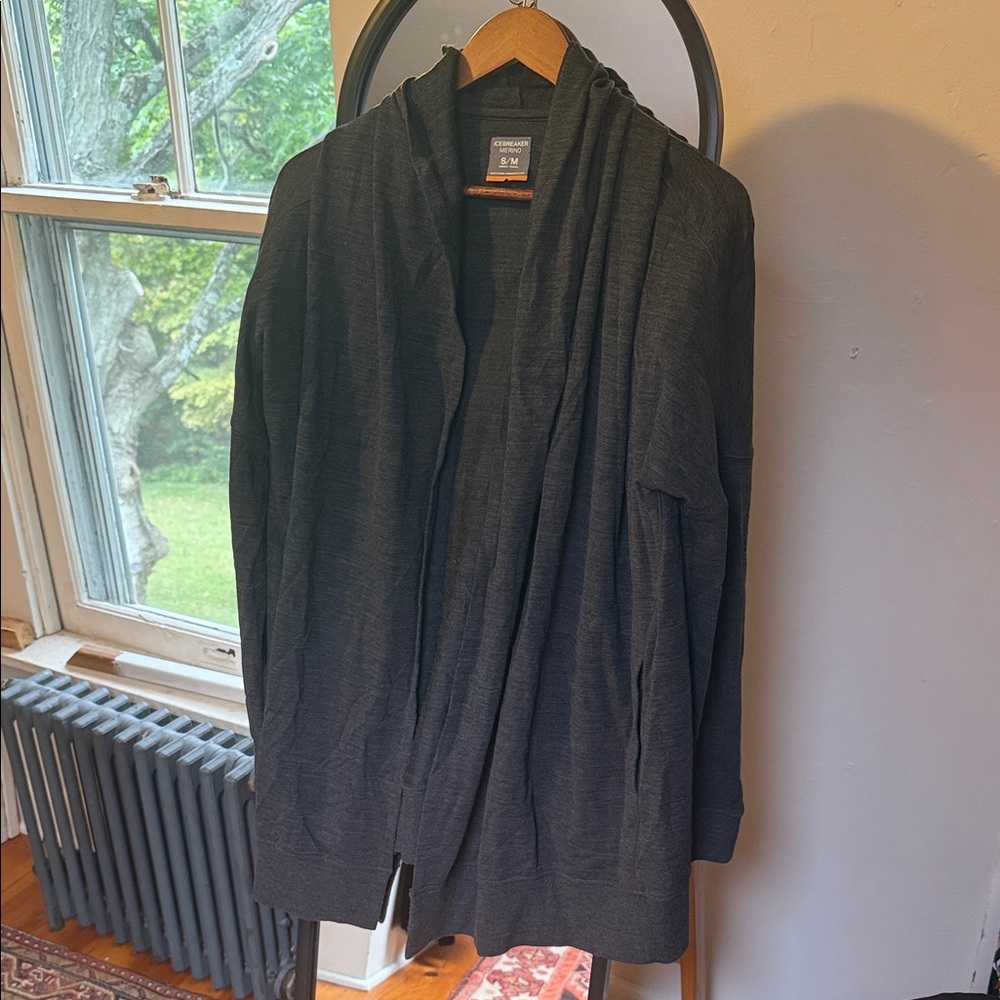 Icebreaker Charcoal Open Front Cardigan